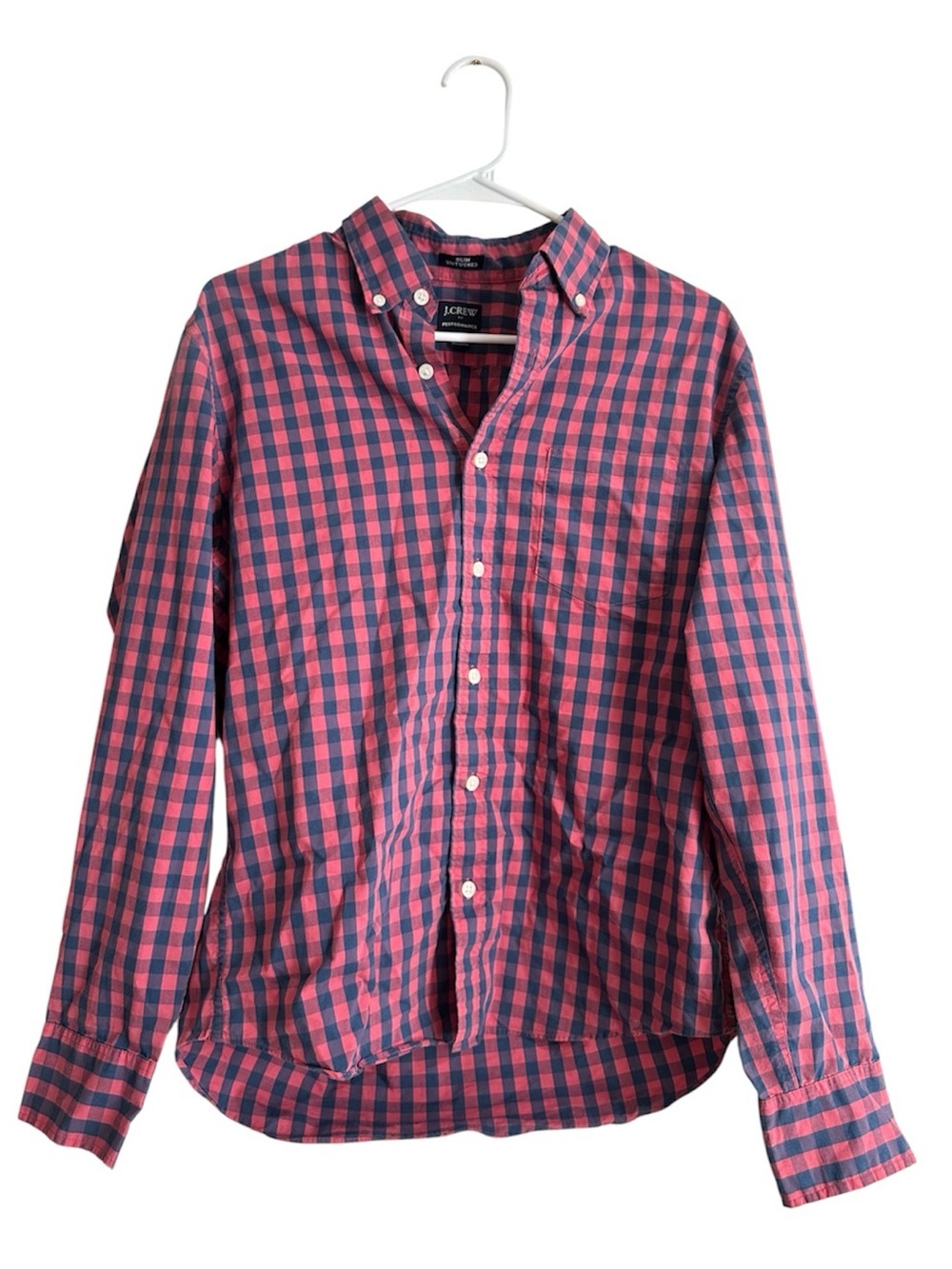 J.Crew Men Performance Slim Untucked Button Up Shirt Shirt Medium Plaid